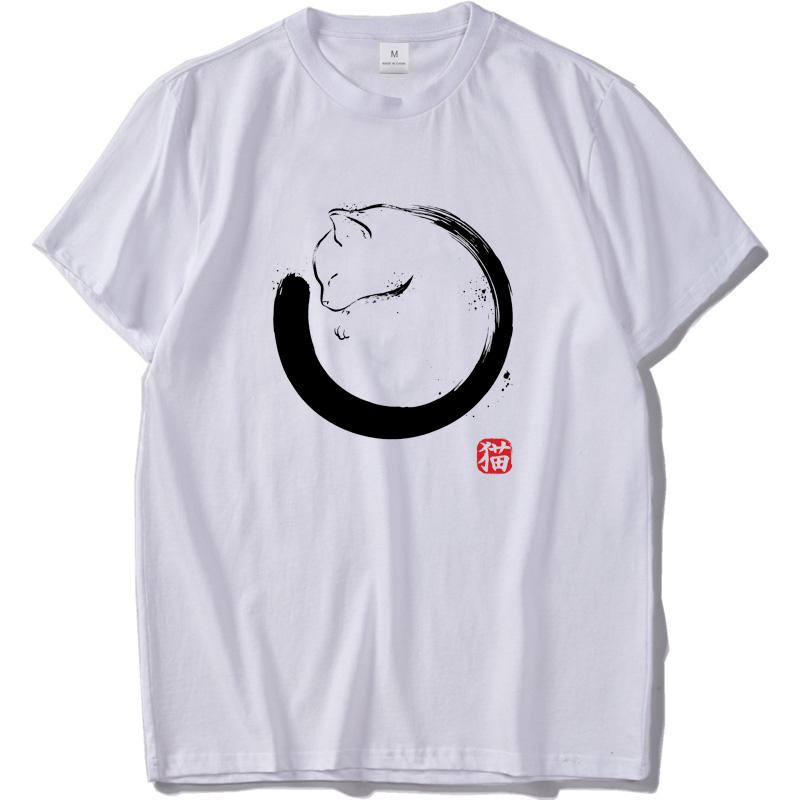 Ink Cat Cool Print Cute Animal White Tees Tops High Quality 100 Cotton T Shirt