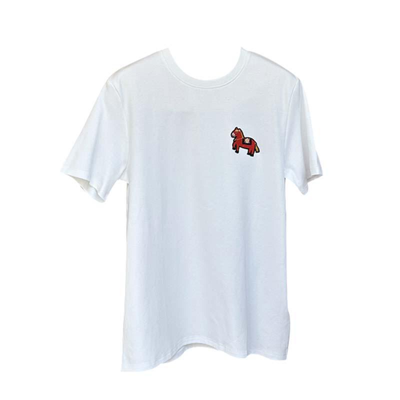 Eco-friendly Xiao He Women s White Cotton Knit Short-sleeve T-shirt Small белый