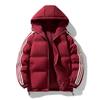 Can Print OO Fake Two-piece Cotton-padded Clothes, Men's and Women's Winter Loose Cotton-padded Clothes, Couple's Casual Hooded Striped Jacket