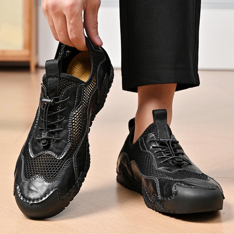 Fashion Summer Genuine Leather Men Sandals Leisure Beach Men Shoes High Quality Non-slip Breathable Sandals The Men's Sandals Big Size46