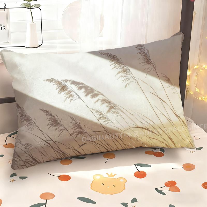 Floral & Grass Patterned Pillowcase Suitable For Sofa Bedroom Car Pillow Cover Cushion Rectangular Back Cushion