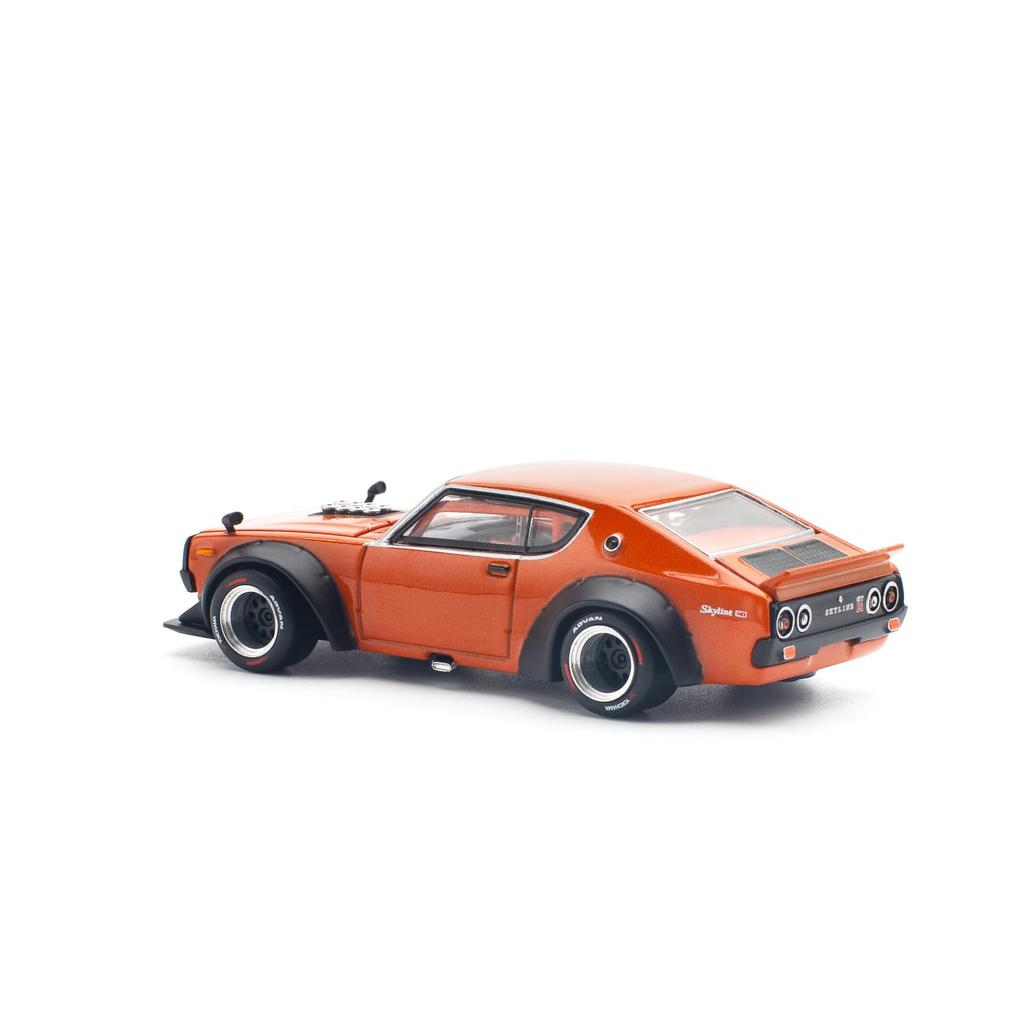 POP RACE SKYLINE V8 DRIFT ORANGE Finished Product PR640173 1/64 GT-R (KENMERI)