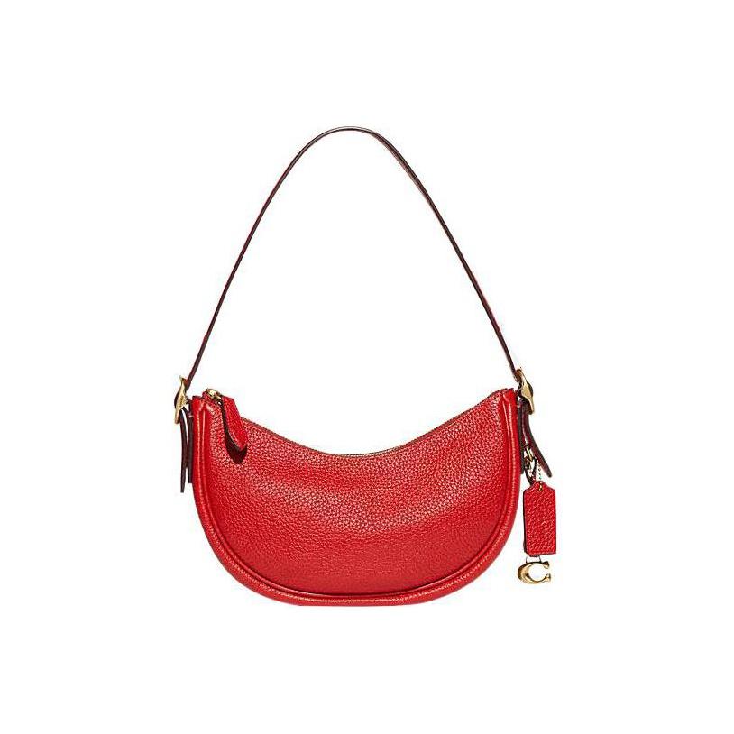 

Coach Luna 27 Zipper Closure Built-In Buckle Bag Pebble Leather Tote Shoulder Bag Women bags Red CC439-B4PJ6 Basic Set (Bag+Dust Bag)