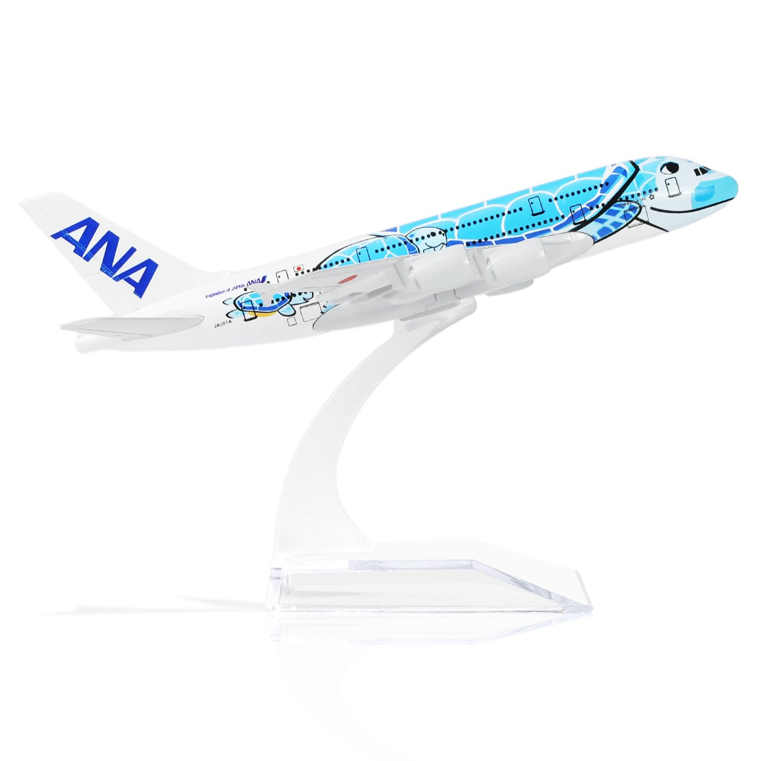 QIYUMOKE A380 Цвет ANA Синий Дизайн в стиле Черепахи Металлическая Литая Готовая Модель Самолета Airbus A380 Модель Самолета (14см) с подставкой для самолета