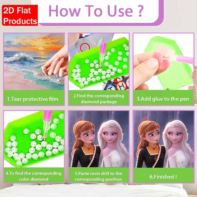Disney Pearl Painting Frozen Anna and Elsa Sisters 5D DIY Pearl Picture Crafts for Adults/Beginners Gift Ideas Home Decor