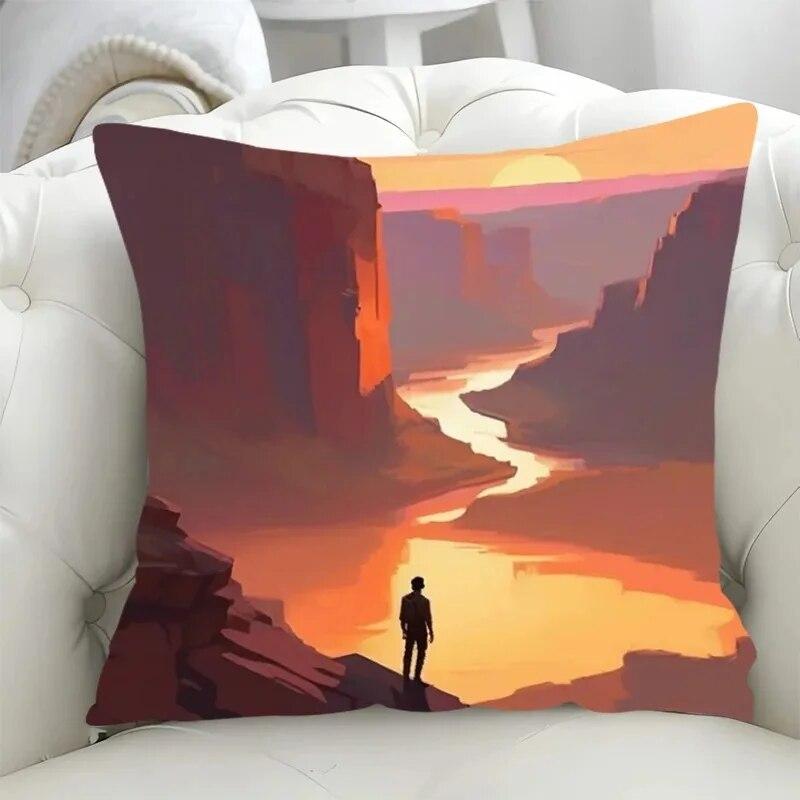 Car Living Room Sofa Cushion Cover Simple Couple Character Scene Pillow Cover Luxury Home Decoration Pillow Cover