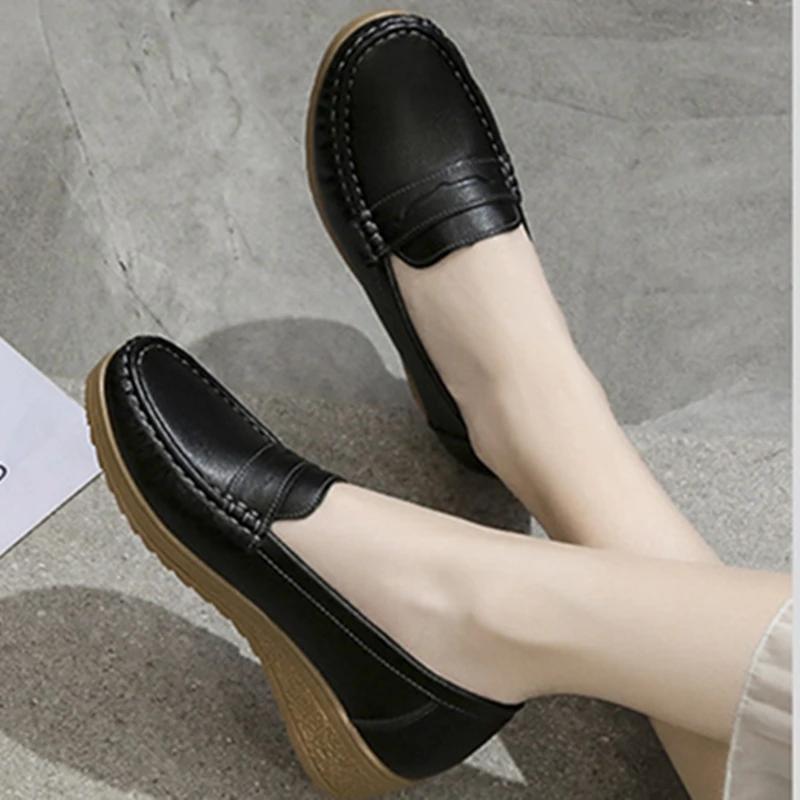

Spring Autumn New Comfortable Sports and Leisure Nurse Shoes for Women Fashionable Soft soled Slope Heel Anti slip Single Shoes 36