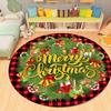 Merry Christmas Round Area Rugs Christmas Tree Red Plaid Rug for Living Room Carpets, Breathable Rug for Kids Room Floor Mat