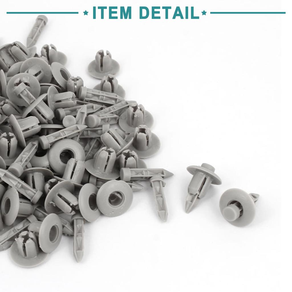ACROPIX 100 SZT. Szare Plastikowe Klipsy Nitowe do Pojazdów Średnica Otworu 6mm