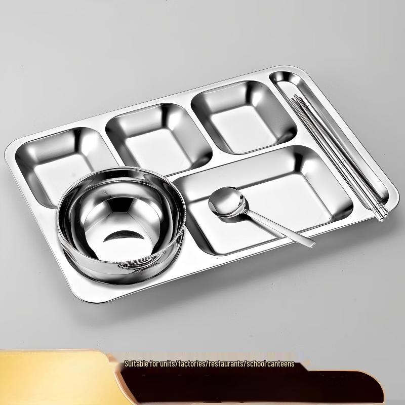 Stainless Steel Five-Compartment Dinner Plate