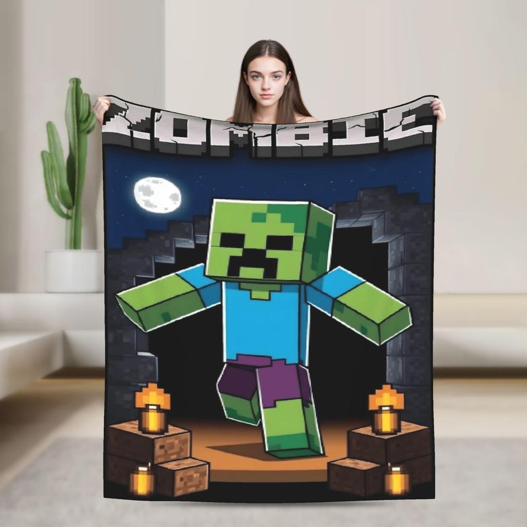 Knitted Blankets My M-Miners Flannel Lightweight Thin Throw Blanket Creepin It Real Pixel Game Crafts for Bedroom Sofa Bedspread