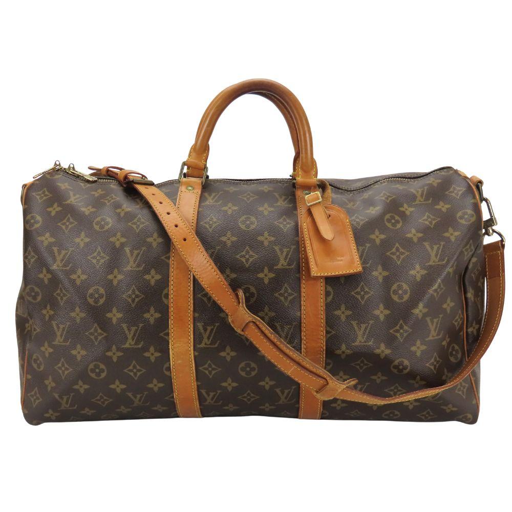 Used LOUIS VUITTON Boston Bag Kiepol Band Barriere 50 M41416 Monogram/Nume Leather Brown Shoulder