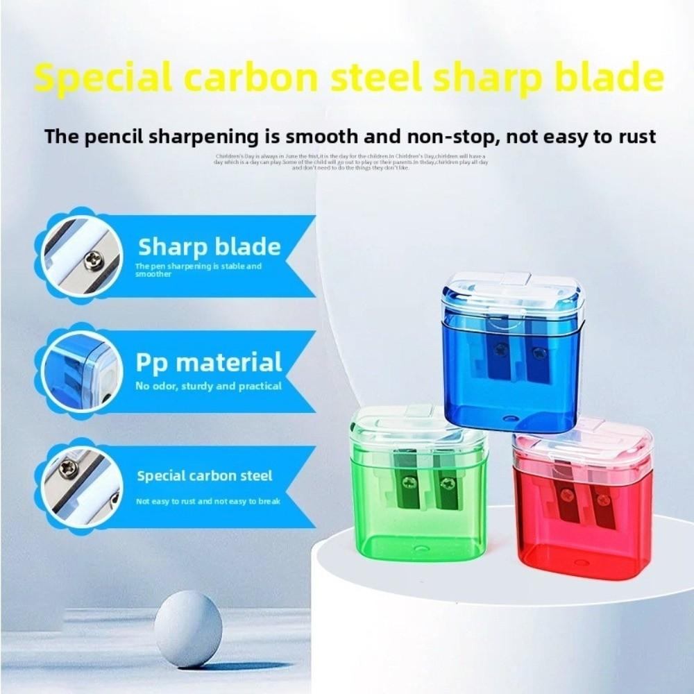 Dual Holes Pen Sharpener With Lid Pencil Sharpening Tool New Pencil Sharpeners Student Stationery
