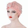Women's Solid Color Hot Drilling Pearl Turban Hat Cap Head Hat Accessories
