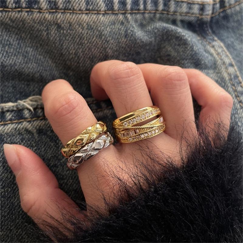 Elegant Gold and Silver Stackable Rings Set for Women 14K Gold Plated with Zirconia Portable for Everyday Wear