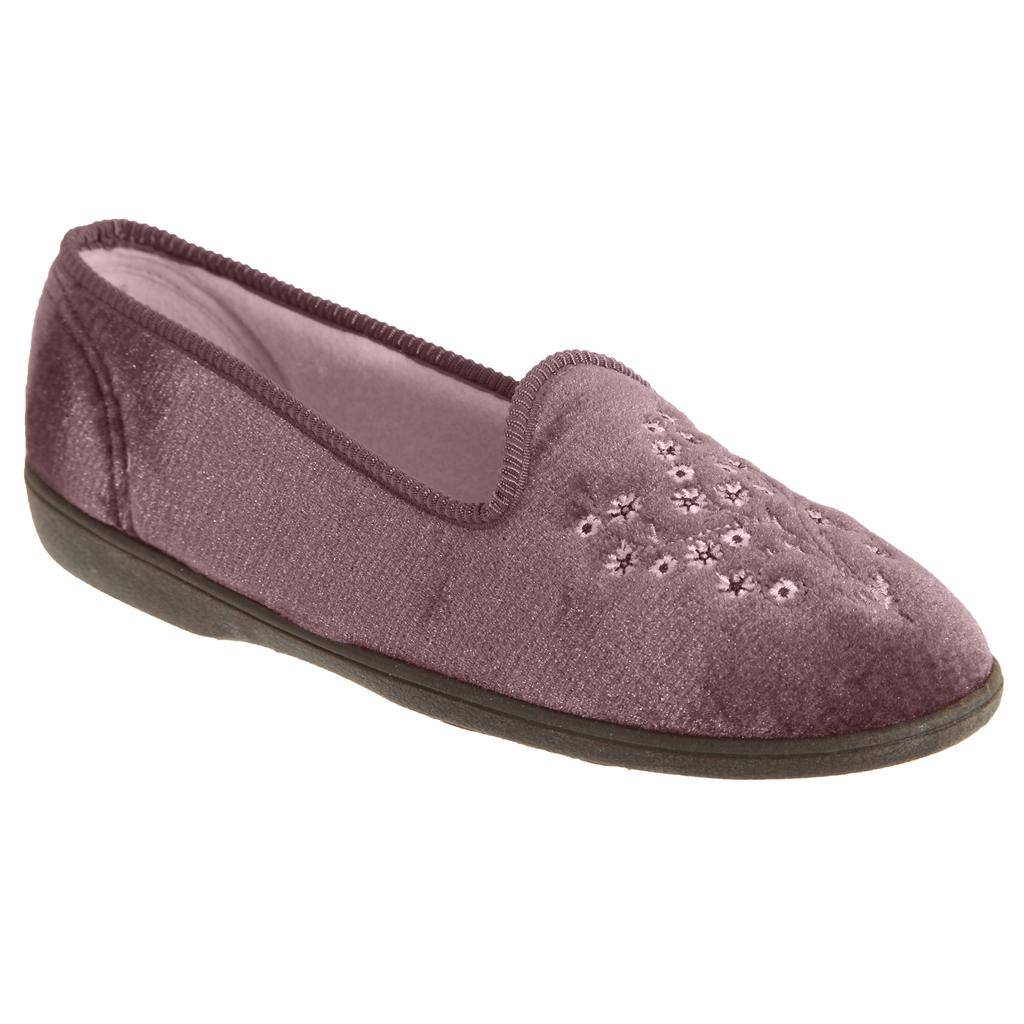 Sleepers Womens/Ladies Nieta Plain Embroidered Slippers