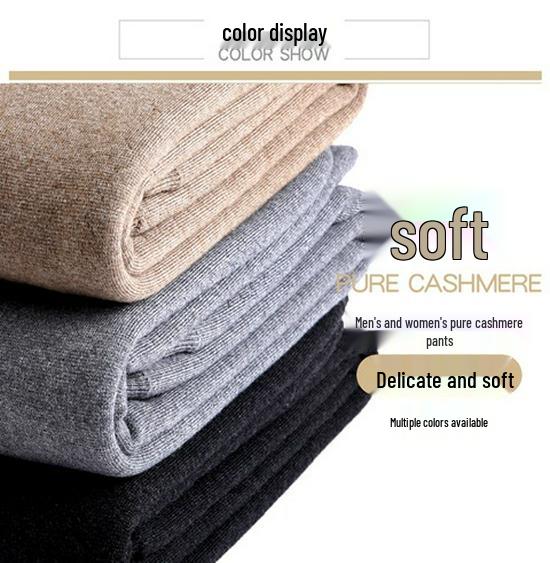 Men's and Women's High-Waisted Warm Wool Pants with Fleece Lining and Cashmere-Like Comfort.