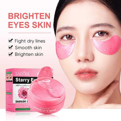 60 Stück/Box Rose Starry Augenmaske, feuchtigkeitsspendende und straffende Augenhaut, verbessert Augenfalten