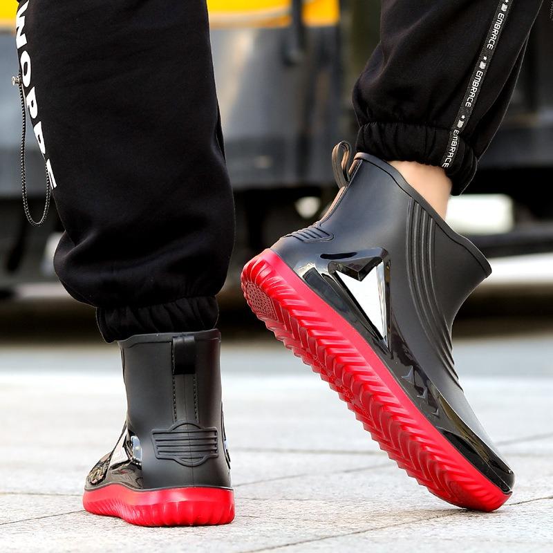 Men's Rain Shoes Short Rain Boots Men's Outdoor Fishing Wading Boots Non-slip and Wear-resistant Water Shoes Low Tube Versatile Fashion Rubber Shoes