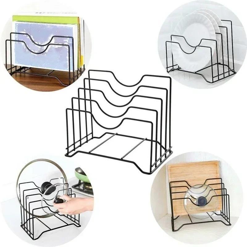 Kitchen Convenience Storage Shelf Pot Lid Rack Storage Pan Lid Cover Cabinet Holder Rack Organizer Multifunctional Accessories