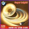 USB 5V COB LED Strip Light Super Bright 320LEDs/m High Density Linear Lighting Flexible Tape Warm/Natural/White 1M 2M 3M 4M 5M