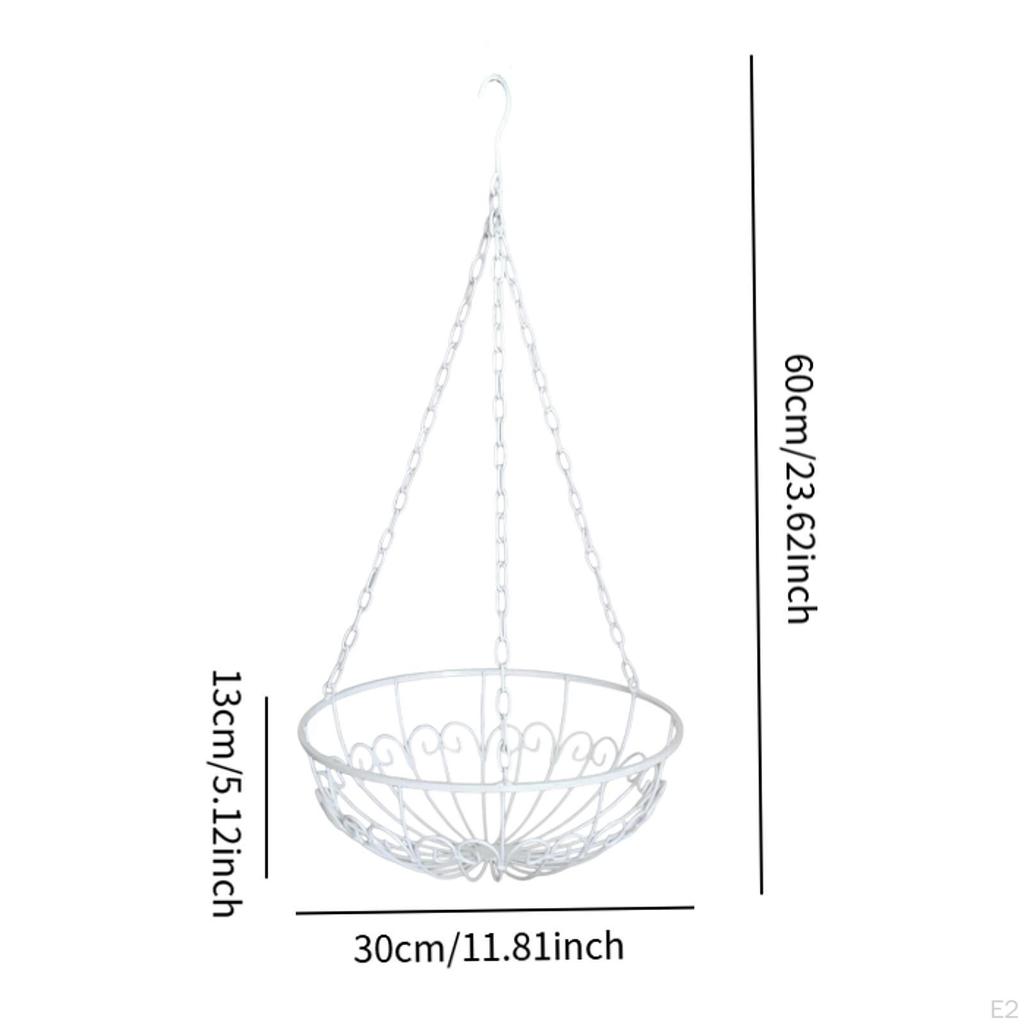 Flower Pot Hanging Basket Container with Chain Iron Art Plant Stand