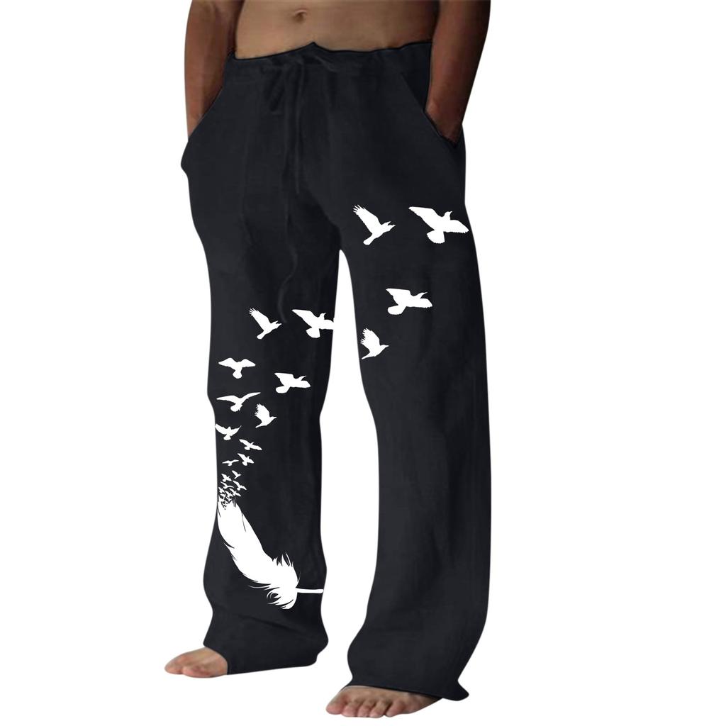 Men's Casual Loose And Comfortable Casual Pants Cotton Linen Drawstring Trousers
