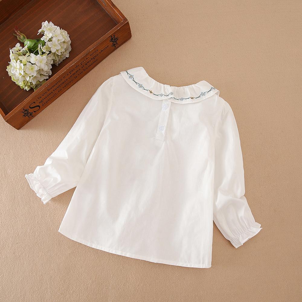 Girls' Cotton Long Sleeve Top Ages 2-6 Lovely Ruffle Collar Casual Style Children's Clothes