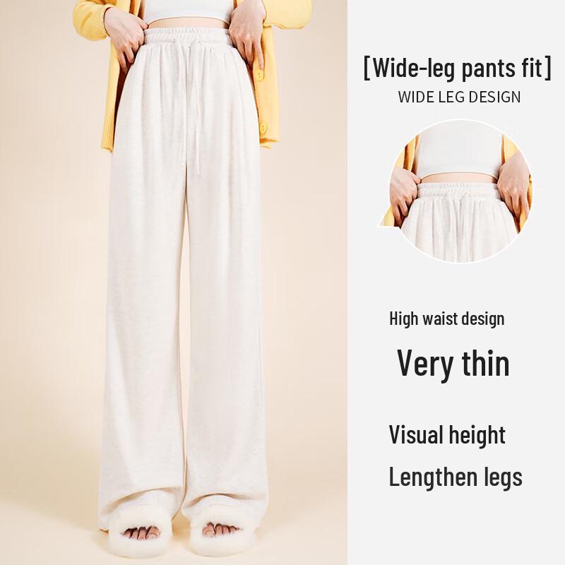 JEANSWEST Women's Faux Cashmere High-Waisted Loose Wide-Leg Knit Pants