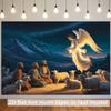 2D plane: Illustrates the shepherd witnessing the angels' announcement under the starry sky. Suitable for various occasions.zyc