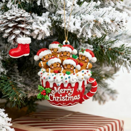 Gingerbread Man Christmas Ornament Resin Hanging Decor for Tree & Home Festive Cookie Figurine for Xmas Decorations
