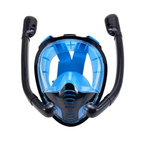Full Face Snorkeling Mask 180° Panoramic Silicone Dry Top Snorkeling Goggles 2 Snorkeling Tube Leak Proof