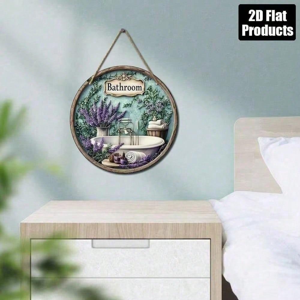 Vintage Rustic Metal Round Wall Sign Retro Plaque for Bathroom Office Cafe Decor