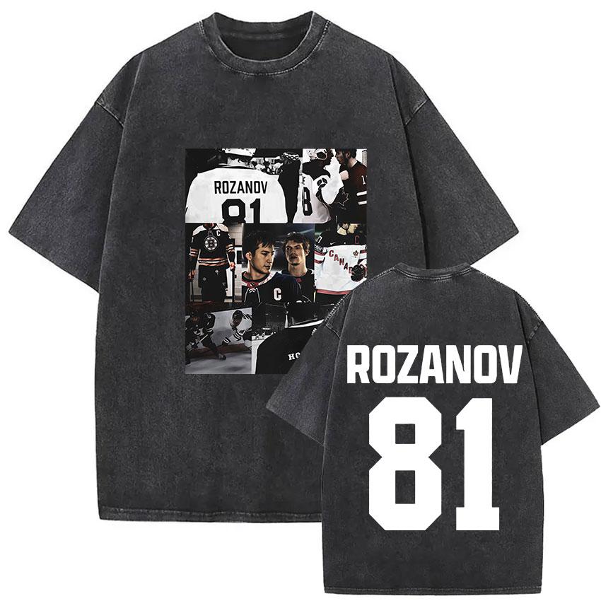 Heated Rivalry Ilya Rozanov 81 T Shirts Boston Hockey Vintage Washed Harajuku Oversized Tshirt Man Women 100 Cotton Tops Tees