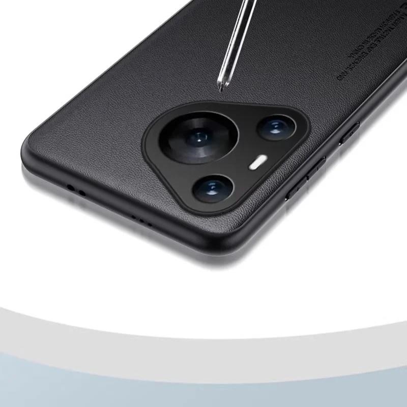 Plain PU Leather Case for Huawei Pura 80 Ultra 80 Pro Plus Camera Silicone Matte Bumper Soft Frame Shockproof Phone Cover for Pura80