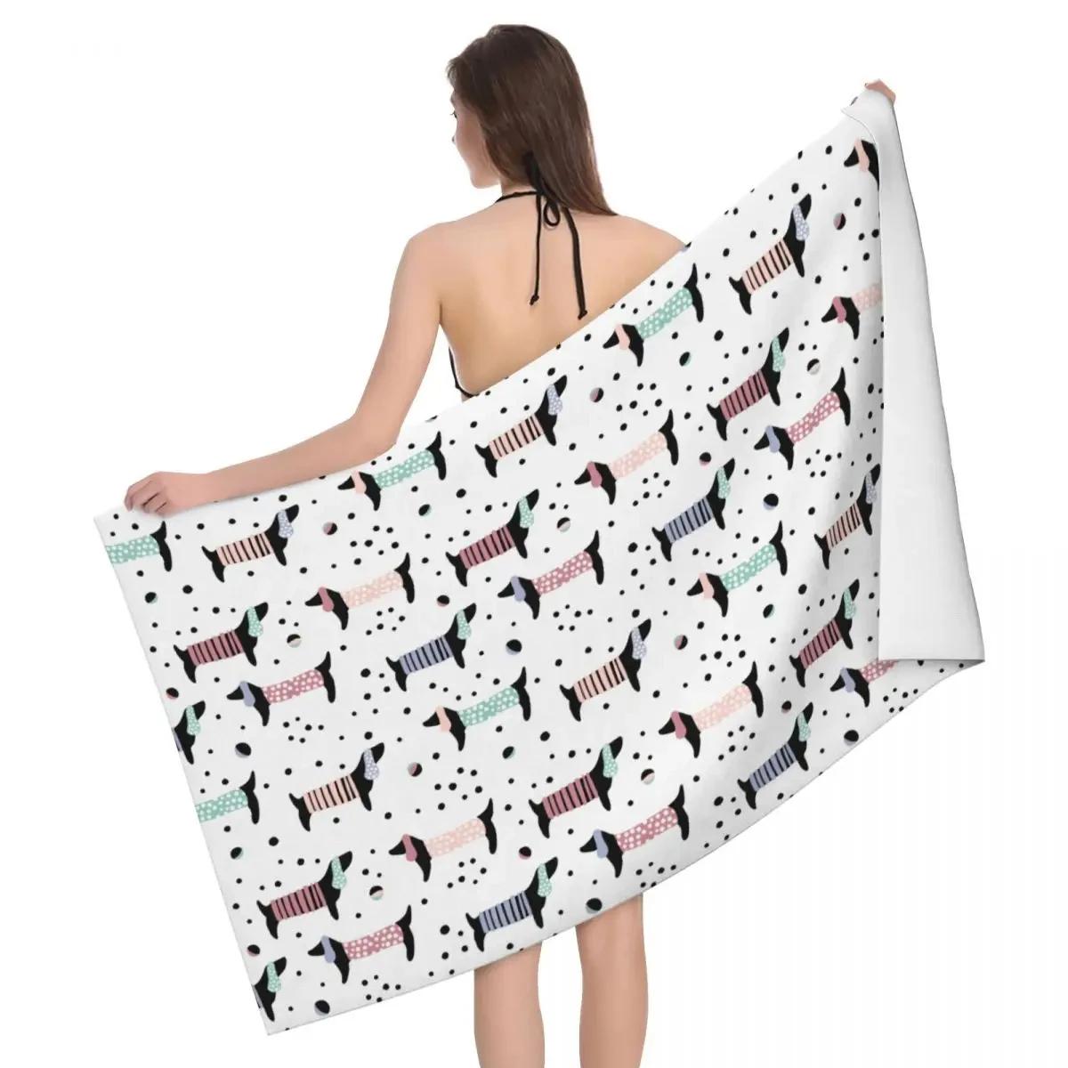 

Cute Dachshund Dog Beach Towel Quick Dry Kawaii Puppy Pet Bath Towel Sand Proof Swim Pool Towels for Travel Camping Yoga Sport W30*H60(CM)