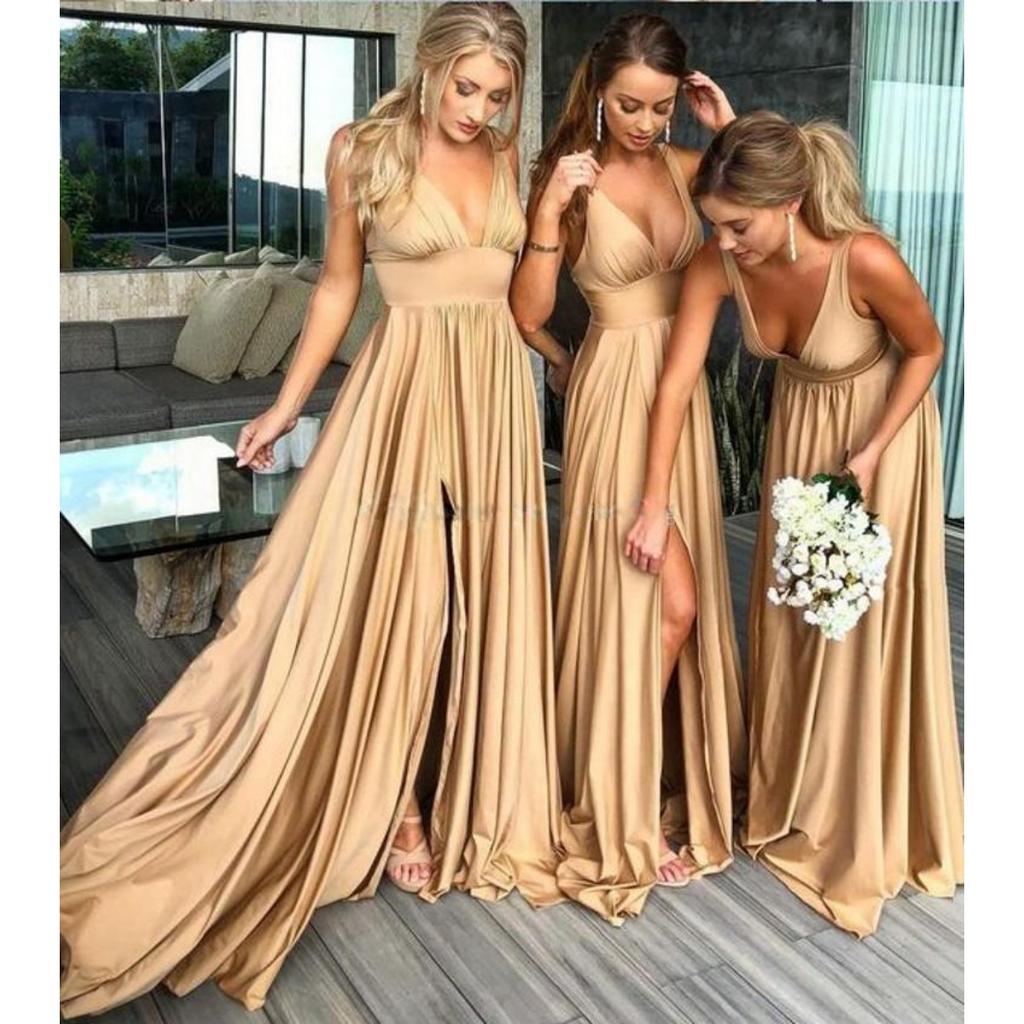 Sommer Neues Tiefes V-Trägerkleid für Damen Europäischer Amerikanischer Stil Brautjungfernkleid Partykleid für den grenzüberschreitenden Handel