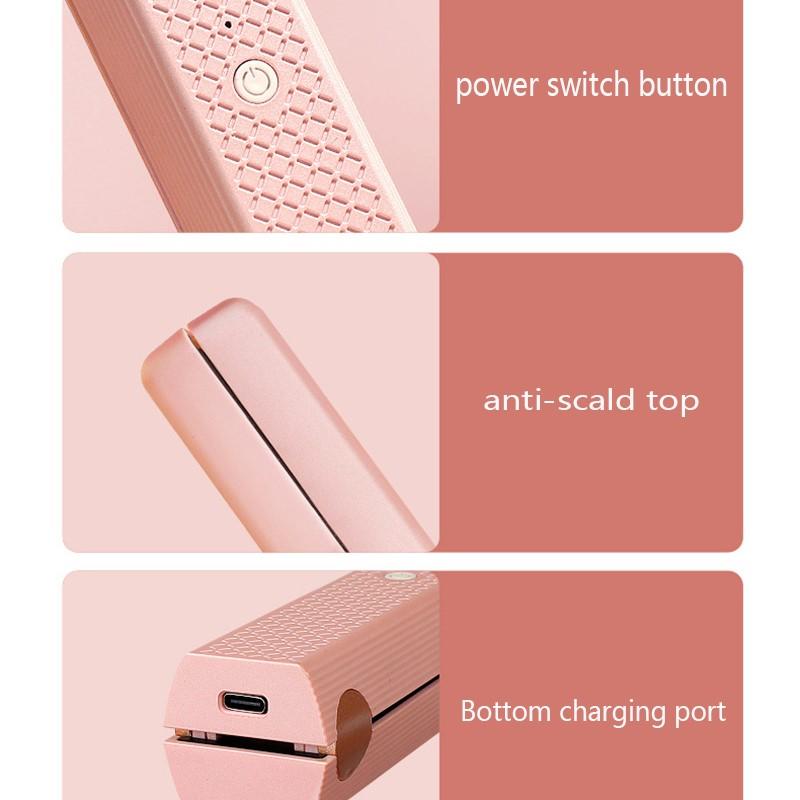 New Hair Curling Iron Mini Hair Straightener USB Recharge Wireless Ceramic Styling Tool Curler Flat Dry Straightener