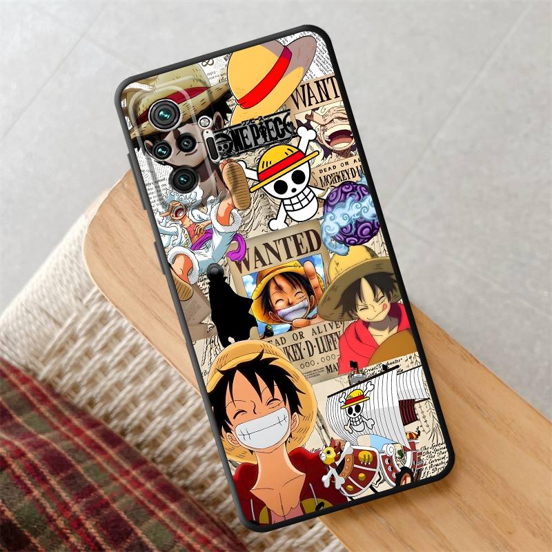 One Piece Super Gear 5 Luffy Case for Xiaomi Redmi Note 13 14 Pro Plus 12s 10S 9 10 11 12 7 8 11s 9S Black Soft Phone Cover