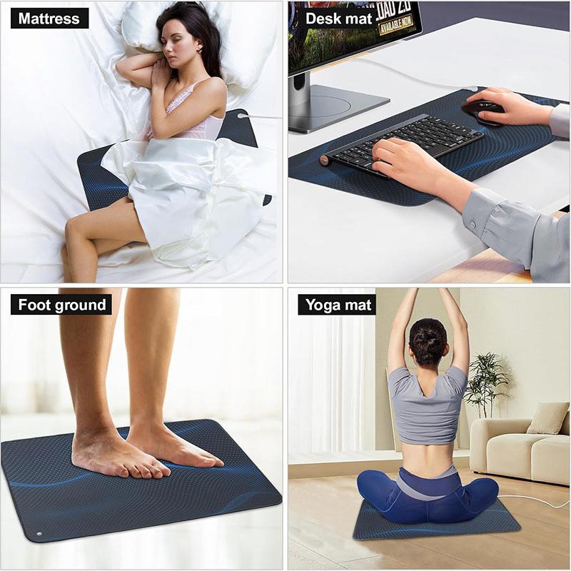 30X60CM Grounding Earthing Mat Therapy Kit – Helps In Sleeping, Anxiety, Imflammation Universal Size With 15 Foot Cord Included. Conductive Carbon