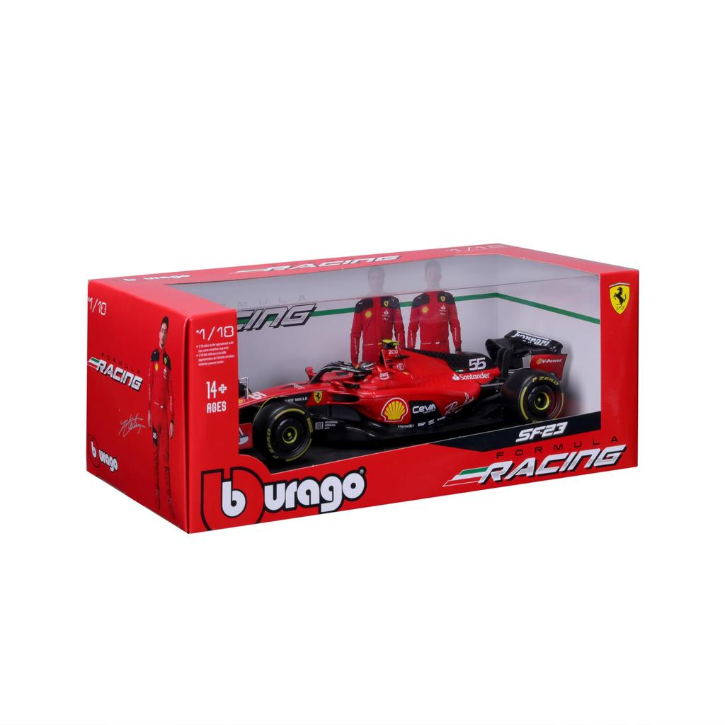 BBURAGO Scale Ferrari Sainz 2023 Red 1/18 SF-23 C. #55 BR-18-16812CS