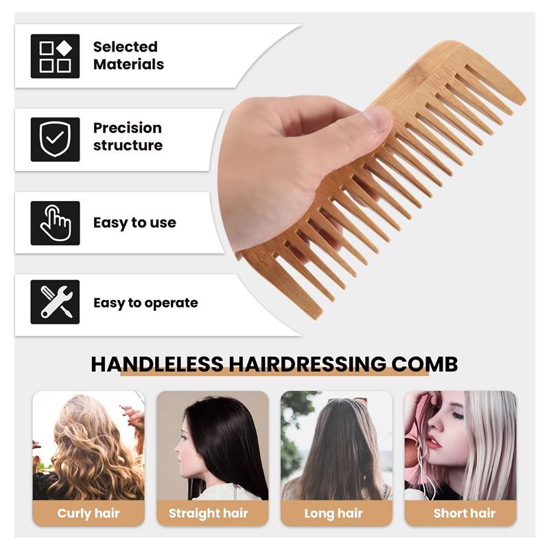 Practical-Thick Solid Wood Comb Wide Tooth Comb Portable Styling Massage Anti-Static Hair Comb Handleless Hairdressing Comb NONE