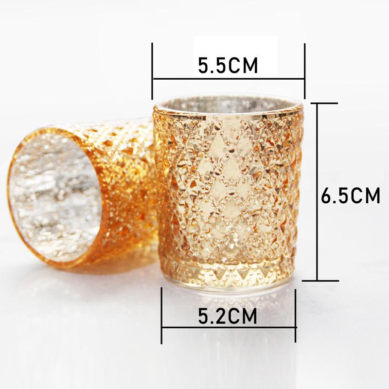 Candle Holder Glass Golden Cup Candlestick Led Tealight Candles For Wedding Table Home Decoration Candle Gift Box Candlesticks