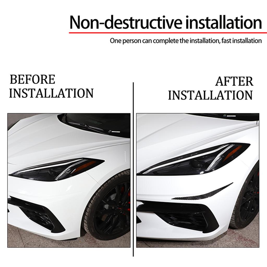 Carbon Fiber Front Bumper Lip Corner Cover Trim sticker For Corvette C8 20-25 US