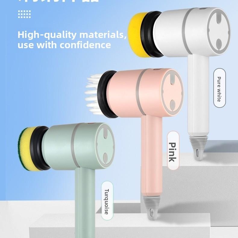 Electric Cleaning Brush For Kitchen Surfaces With Multiple Heads For Home Cleaning