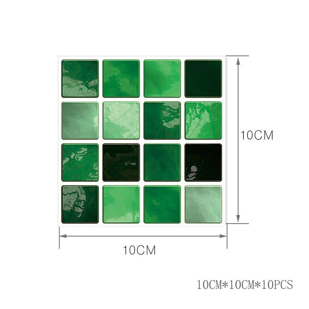 Vibrant 10pc Kitchen Tile Stickers With Mosaic Pattern Self-adhesive Wall Decor