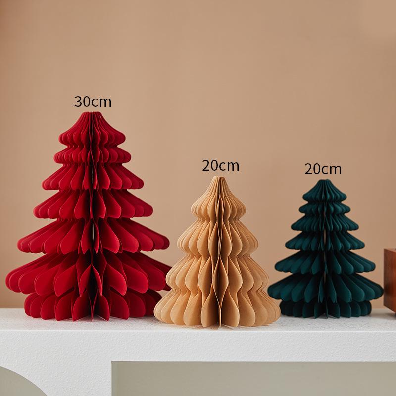 Wabenpapier Weihnachtsbaum Tischschmuck - Festliche Foto-Requisiten und Dekoration für Feiertagsatmosphäre