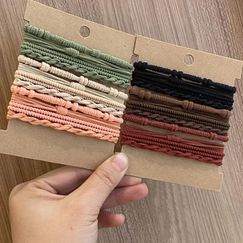 20 Pcs Boho Bracelet Hair Ties for Women Elastic Hair Rubber Bands Girls Black Bracelet  Hair Rope Ponytail Holder Hairbands