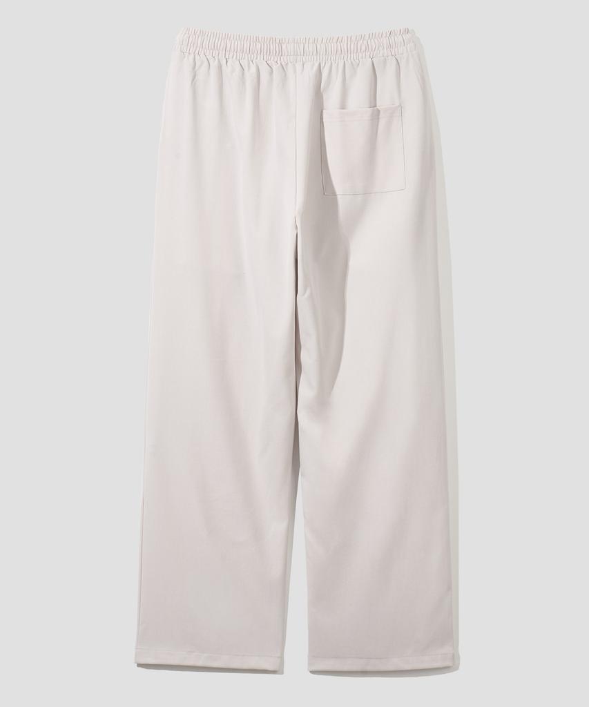 AGOD Single-Pleat Wide Elastic Waist Slacks [Cream]