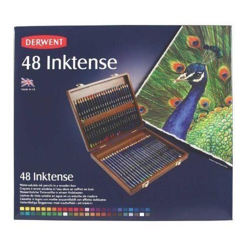 Crayons de couleurs - Derwent - Inktense - Coffret bois de 48 - Texture crémeuse - 71 couleurs joyaux
